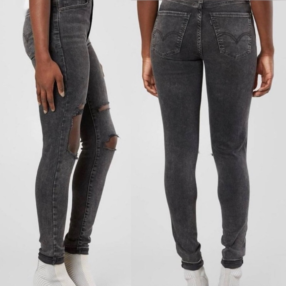 Levi's Jeans‎ Mile High Super Skinny Big E Sz 27 Distressed Premium Gray Women